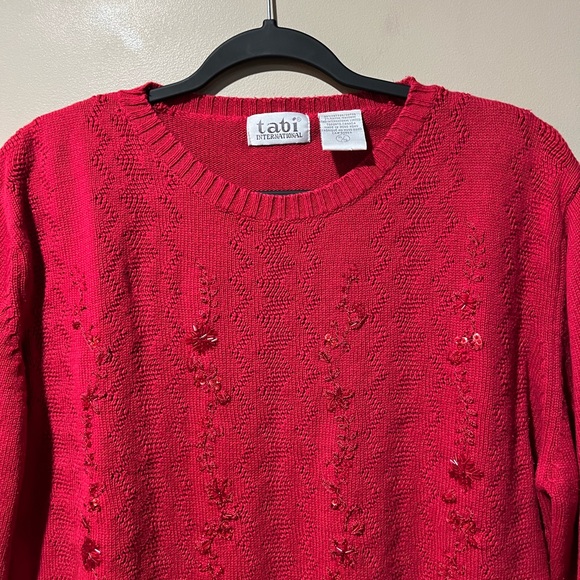Tabi International Red Sweater with Red Bead/Sequin/Embroidery Embellishment - Picture 4 of 15